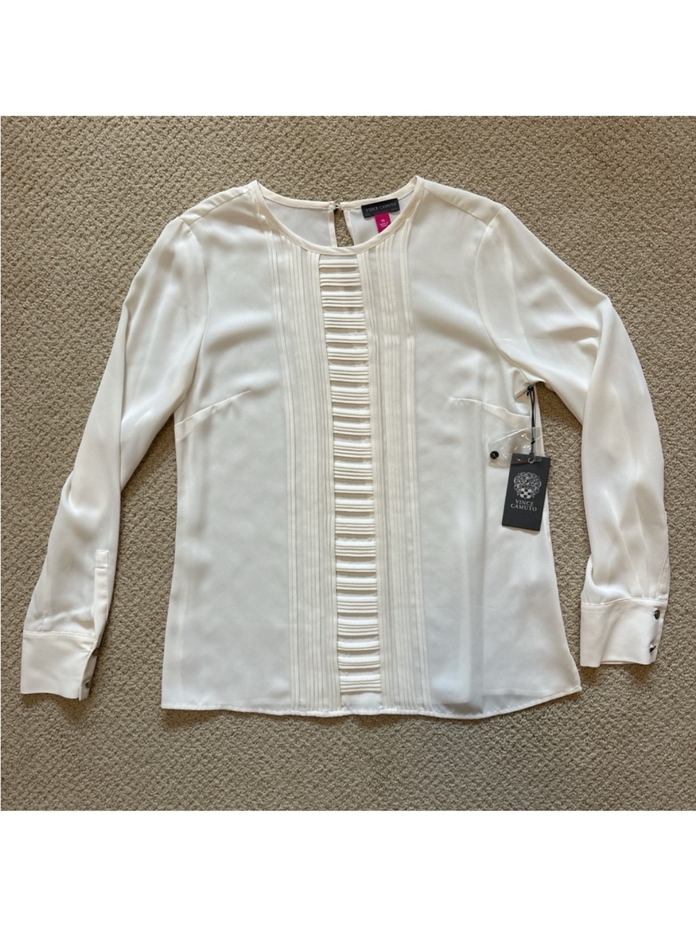 NEW! Vince Camuto Ivory Long Sleeve Blouse Size Extra Small
